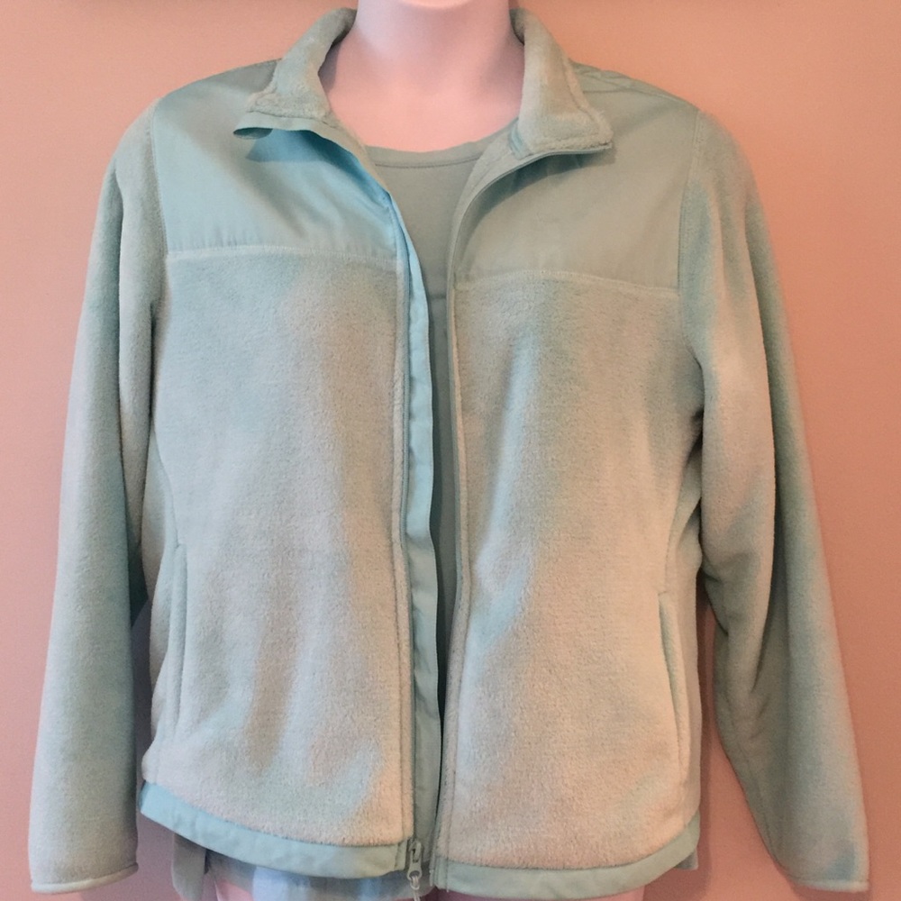 🐝🐝🐝 Danskin zip front cozy fabric teal jacket, XL, EUC